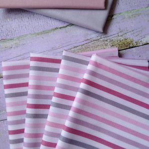 Робота Тканина бавовна смужка 5мм рожево-сіра