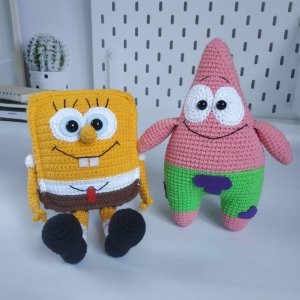 Работа Вязаные игрушки "Спанч Боб и Патрик"
