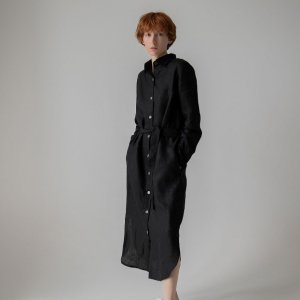 Работа Платье-рубашка из льна с длинным рукавом