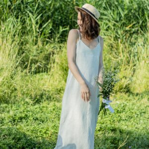 Робота Сарафан на тонких бретелях МІДІ з льону