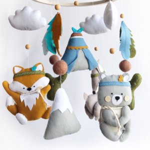 Работа Мобиль с фетра в детскую кроватку  Индейцы 