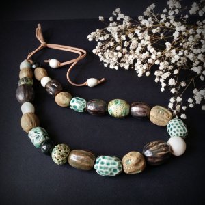 Работа Дикое длинные бохо бусы из керамики ручной работы