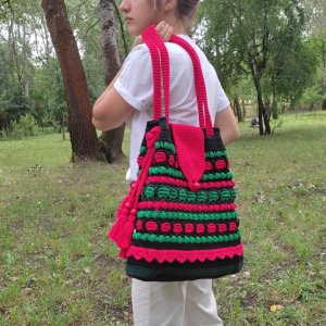 Работа Вязаная этно-сумка"Гуцулочка"