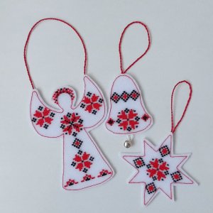 Работа Елочные украшения вышитые