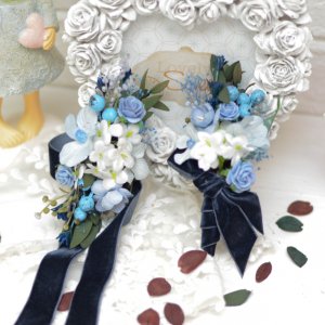 Работа Набор свадебных украшений: браслет и бутоньерка. Navy Blue