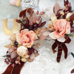 Робота Набір: браслет і бутоньєрка. Коричнево-теракотовий