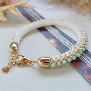 Работа Браслет из японского бисера "Mint ice '