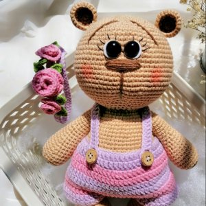 Работа Мишка девочка, мишка для девочки, вязаный мишка