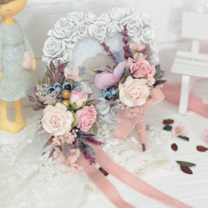 Работа Набор: браслет и бутоньерка. Пудра с лавандой