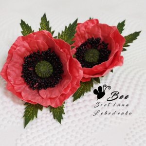 Робота Резинки для волосся з квітами маку