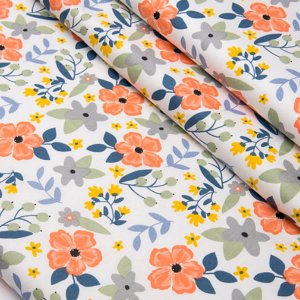 Работа Ткань хлопок цветочки на белом фоне