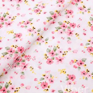 Робота Тканина бавовна квіточки на блідо-рожевому
