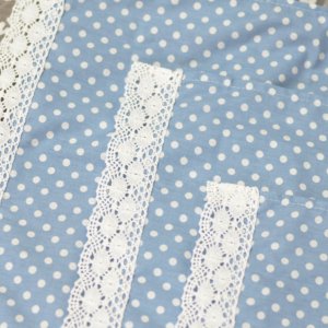 Робота Серветка в горох на кошик з мереживом 53 * 32см. блакитна