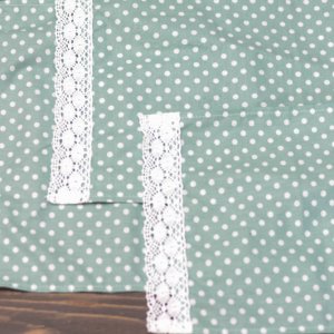 Робота Серветка в горох на кошик з мереживом 33 * 24см. м'ятна