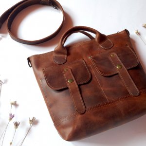 Робота Шкіряна сумка-портфель «Style 3», віскі