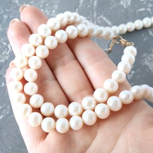 Работа Ожерелье и браслет из натурального жемчуга в позолоте