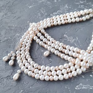 Работа Комплект из натурального жемчуга высокого класса в серебре