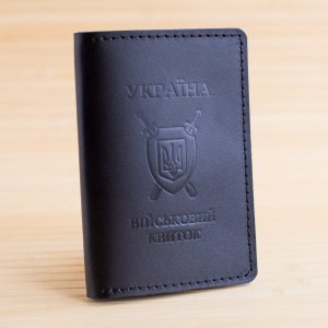 Работа Обложка из кожи на военный билет черный глянец