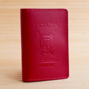 Робота Обкладинка зі шкіри на військовий квиток червоний глянець