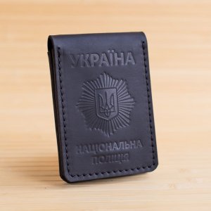Работа Обложка из кожи на удостоверение полиции с жетоном черная