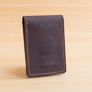 Работа Обложка из кожи на удостоверение полиции с жетоном шоколад