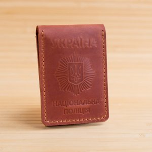 Работа Обложка на удостоверение полиции с жетоном коричневая