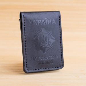 Работа Обложка на удостоверение полиции с жетоном черный глянец