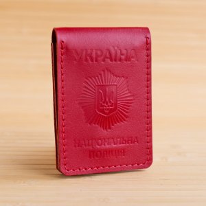 Робота Обкладинка зі шкіри на посвідчення поліції з жетоном червона