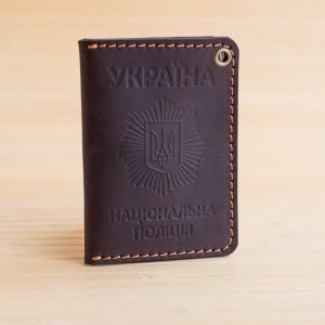 Работа Обложка из кожи на удостоверение полиции шоколадная