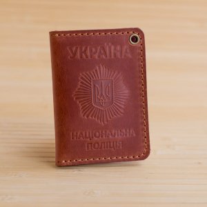 Работа Обложка из кожи на удостоверение полиции коричневая