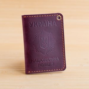 Работа Обложка из кожи на удостоверение полиции бордовая