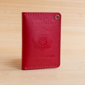Работа Обложка из кожи на удостоверение полиции красный глянец