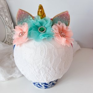 Робота Повязка єдиноріг персик-мята.