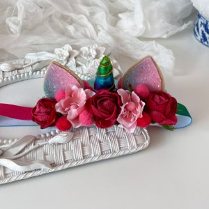 Работа Повязка единорог розы.