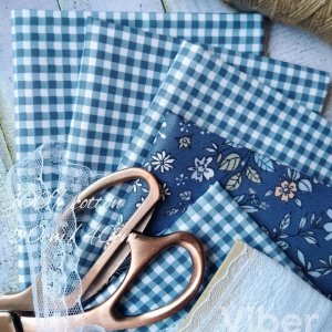 Робота Тканина бавовна дрібна клітка синій денім