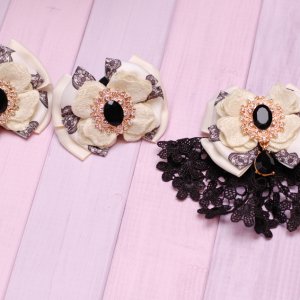 Работа Бежево-черный набор в школу (галстук и банты)