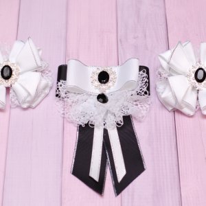 Работа Бело-черный набор в школу (галстук и банты)