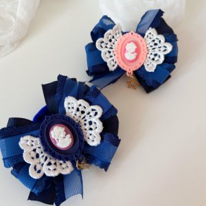 Работа Школьные бантики на резинке синие 8