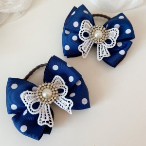 Робота Шкільні бантики на резинці сині  8