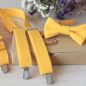 Работа Комплект подтяжки и бабочка ярко-желтый