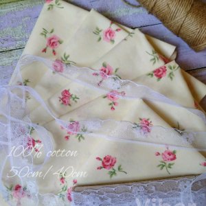 Робота Тканина бавовна Шеббі трояндочки і білий горошок