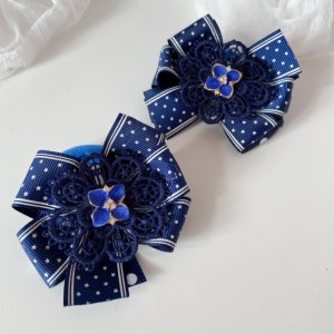 Робота Шкільні бантики на резинці  сині .