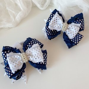 Работа Школьные бантики на резинке синие 12