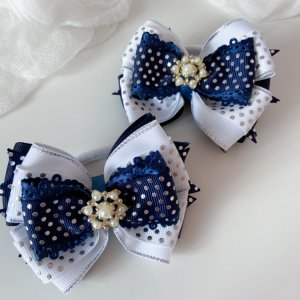 Робота Шкільні бантики на резинці пишні сині 5