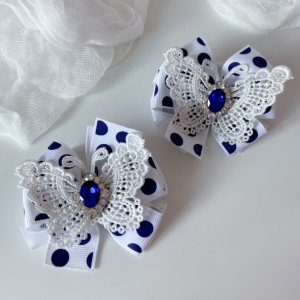 Робота Шкільні бантики на резинці біло-сині