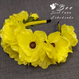 Робота Обруч для волосся з жовтими ромашками