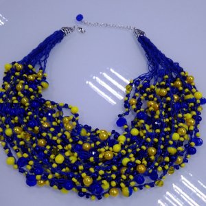 Робота Намисто жовто блакитне в українському стилі "Ukrainian"