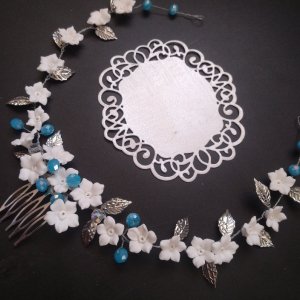 Робота Весільна гілочка з блакитними камінчиками