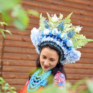 Работа Голубовато белый венок, этно венок, большой венчик, фотосессия