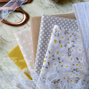 Работа Набор хлопка для рукоделия бежевый с ромашкой